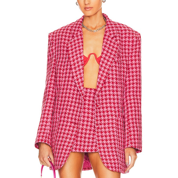 Afrm 'Sassy' Pink Herringbone Blazer Size S